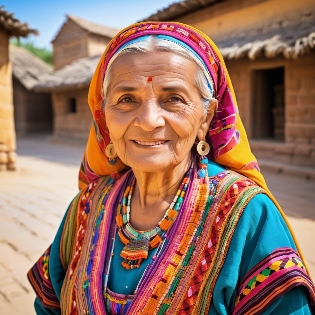 Elderly Woman in Cultural Village Portrait