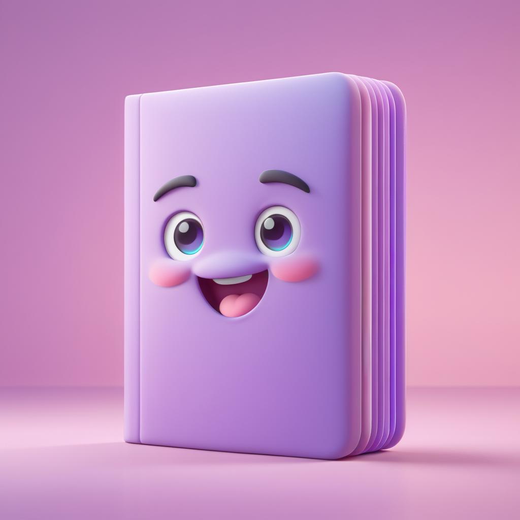 Adorable 3D Purple Book Emoji Render