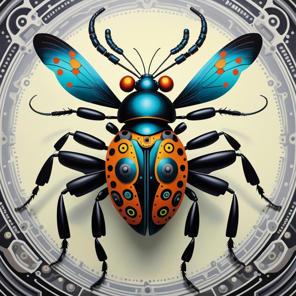 Vibrant Techno-Tribal Insect Artwork