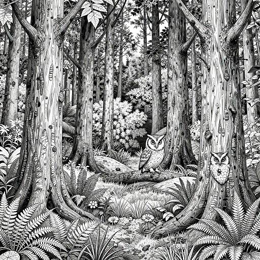 Realistic Old-Growth Forest Coloring Pages