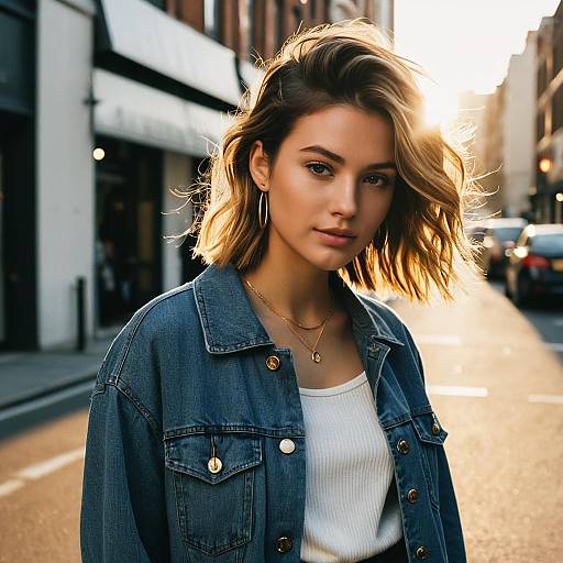 Young Woman with Highlights Hairstyle in Urban Street