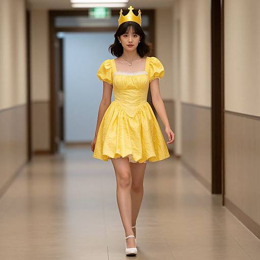 Woman in Yellow Dress and Crown