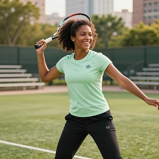 Energetic Female Tennis Player Training