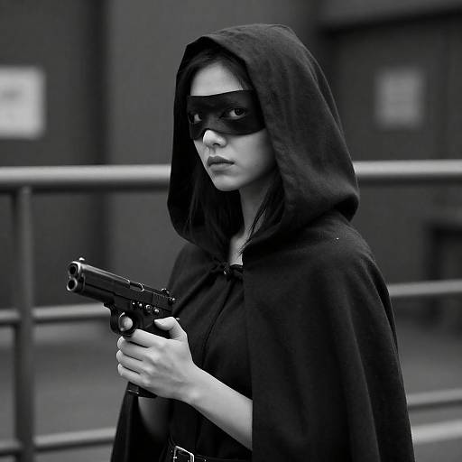 Masked Woman in Hooded Cloak