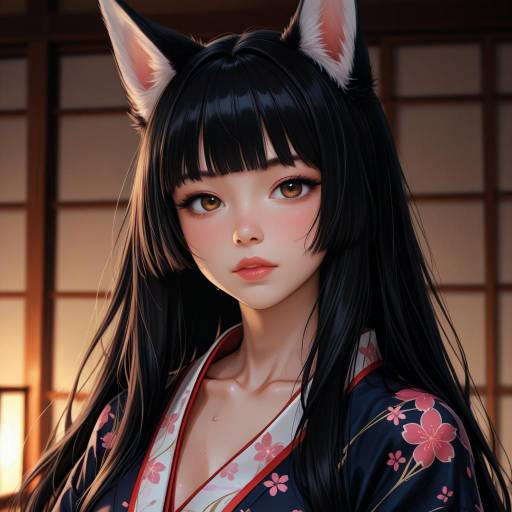 Blushing Girl with Animal Ears