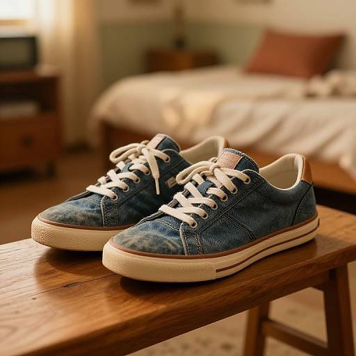 Retro Denim Sneakers in Golden Hour