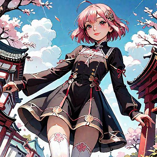 Sakura City Pink-Haired Girl Close-Up