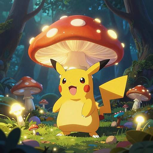Glowing Mushroom Pokemon in Mystical Forest