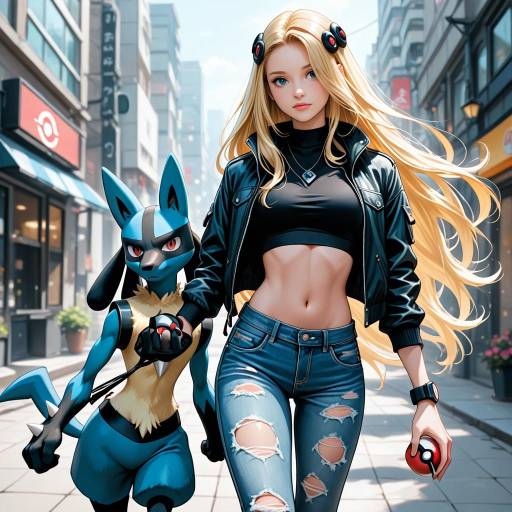 Lucario Girl in Alternate Denim Outfit