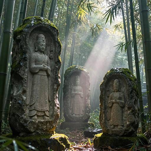 Ancient Seals in Rainy Bamboo Grove