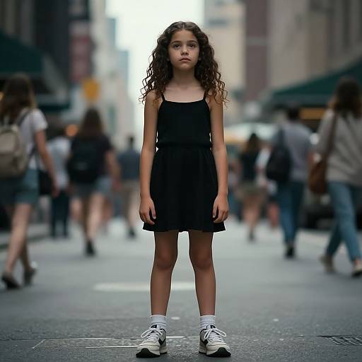 Cinematic Girl on Bustling City Street