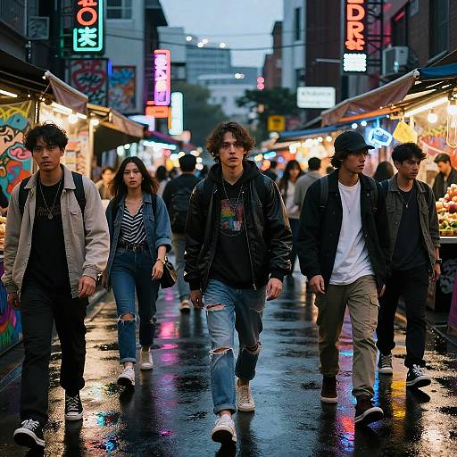 Cyberpunk Urban Night Market Scene