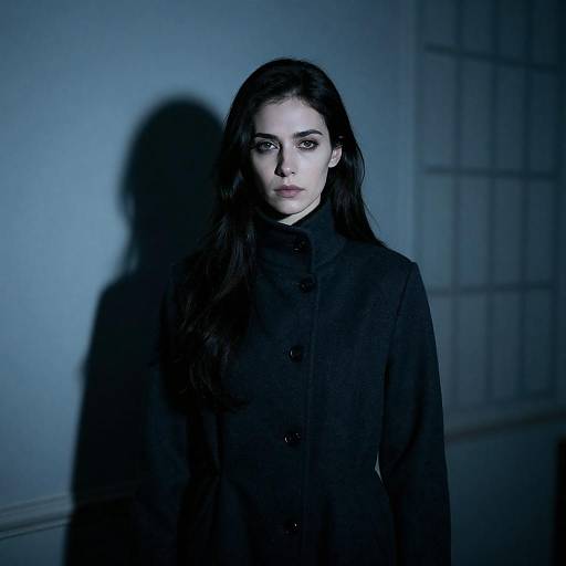 Blue-Tinted Woman with Dramatic Shadow