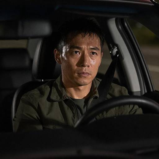 Intense Nighttime Driver Portrait