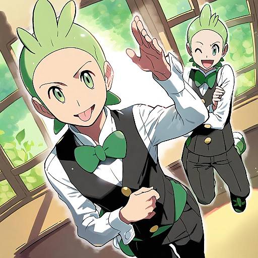 Illustration of Cilan (pokemon), pokemon in the style of Shiwasu no okina