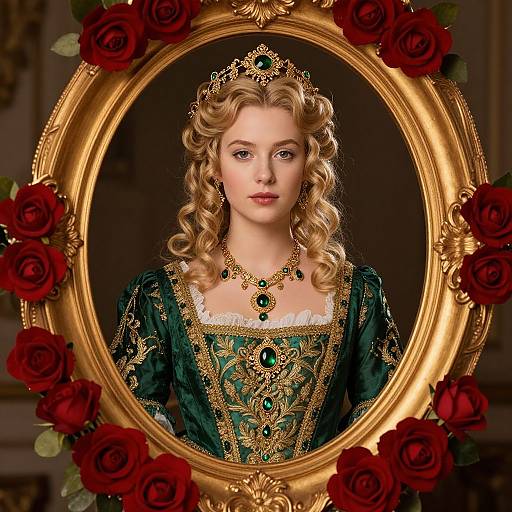 Regal Young Woman in Vintage Gown