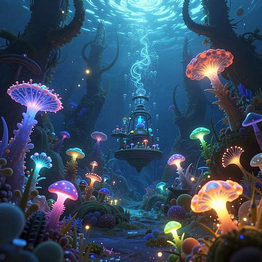 Radiant Bioluminescent Undersea Garden
