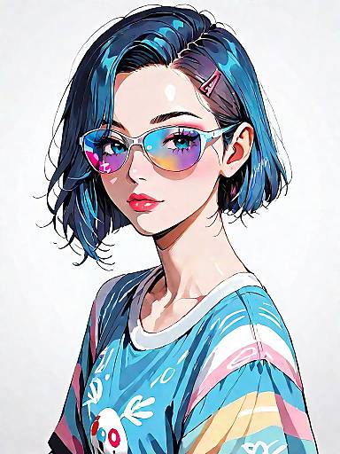 Stylish Young Woman in Retro Sunglasses