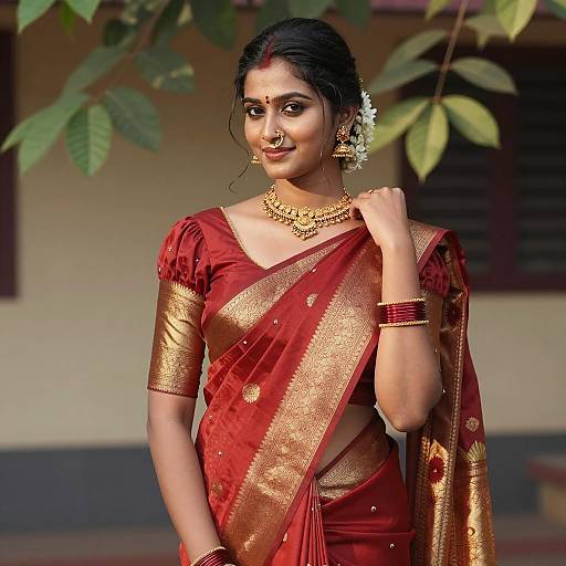 Elegant Indian Woman in Traditional Saree