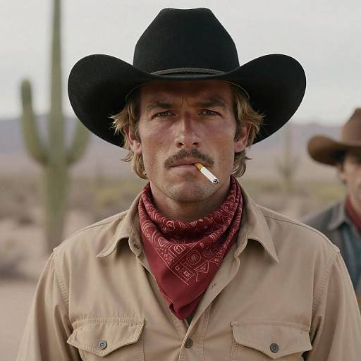 Rugged Cowboy in Desert Landscape