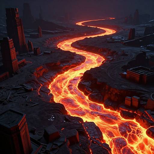Cyberpunk Molten Lava Landscape