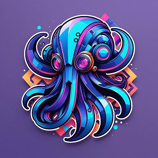Geometric Mechashot Octopus Sticker Design Geometric Mechashot Octopus Sticker Design
