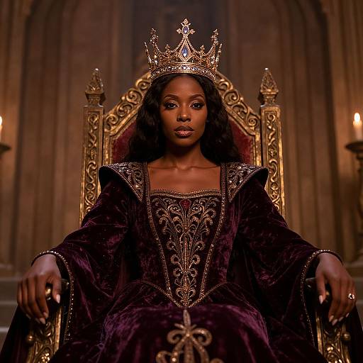 Regal Black Queen on Ornate Throne