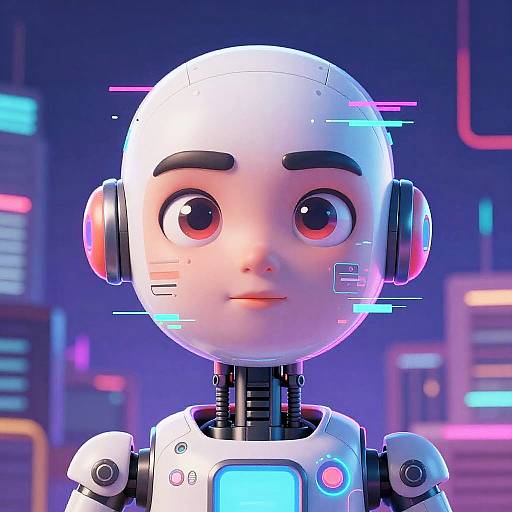 Futuristic Neon Robot Caricature