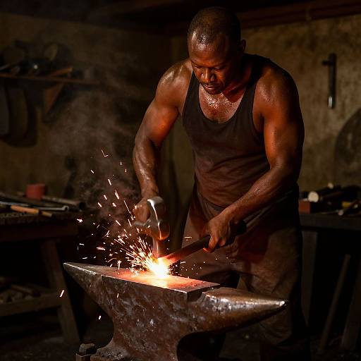 Stocky Blacksmith at Forge