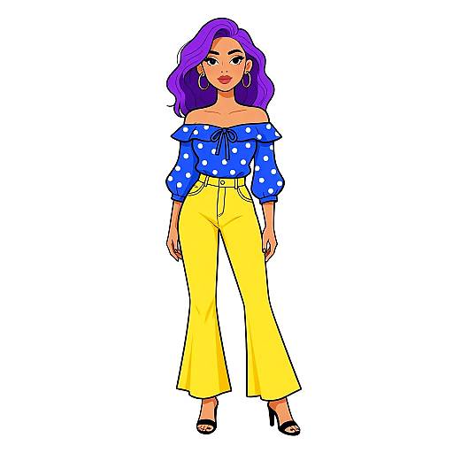 Stylish Woman in Polka Dot Top