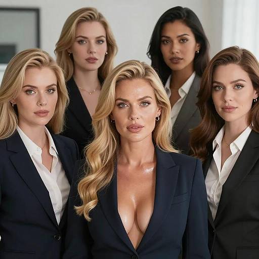 Realistic Office Lady Group Portrait