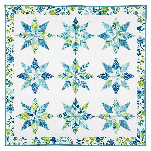 Vibrant Feathered Star Quilt Design