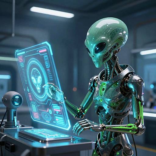 Futuristic Alien AI Laboratory Scene