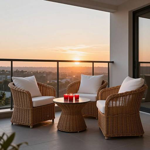 Cozy Wicker Balcony at Sunset