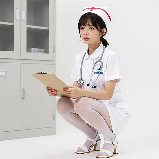 Realistic Adult Nurse in Office