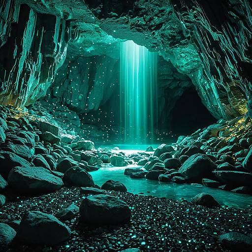 Hidden Bioluminescent Underground Grotto