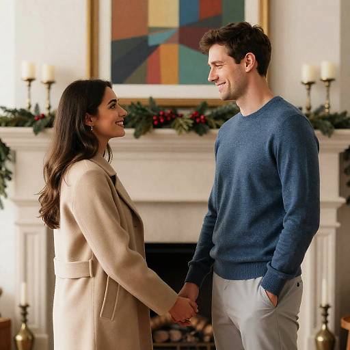 Cozy Couple by the Fireplace