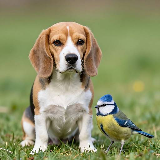 Beagle and Blue Tit Illustration