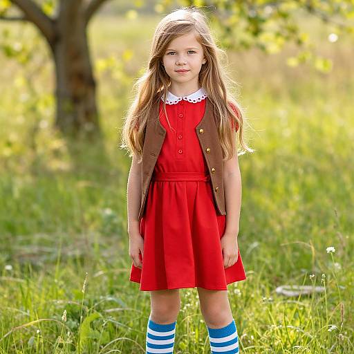 Confident Blonde Girl in Sunny Meadow