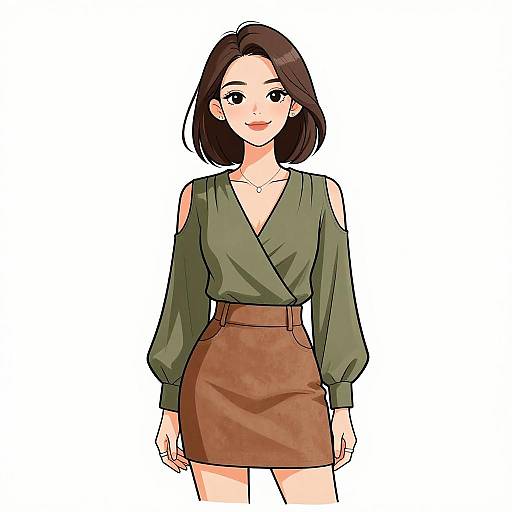 Smiling Woman in Casual Chic Outfit