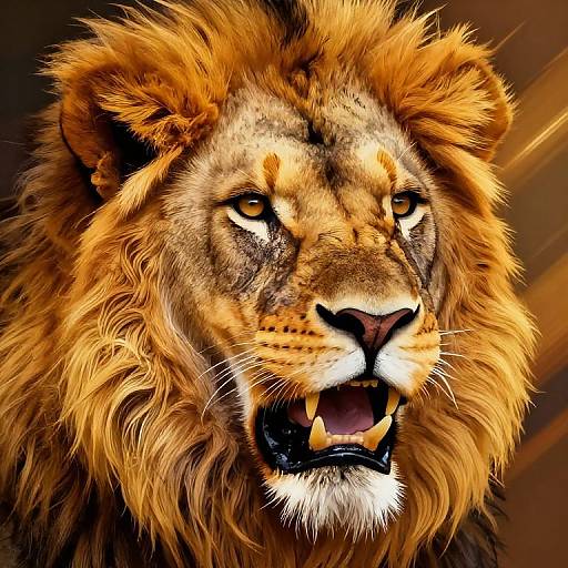 Majestic Roaring Lion Head Portrait