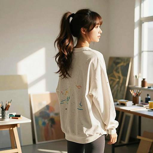 Art Student with Voluminous Ponytail