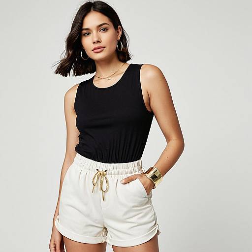 Casual Chic Woman in Black Bodysuit