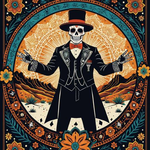Día de los Muertos Magician in Sonoran Desert Mandala