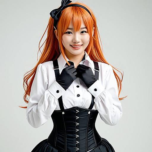 Yuuki Haru in Black Corset Pose