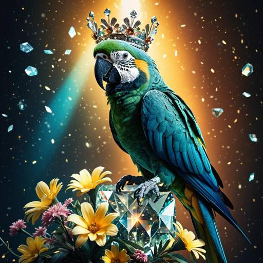 Royal Parrot with Crown and Crystal
