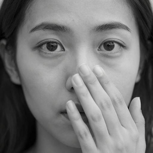 Close-up Black and White Portrait of Woman