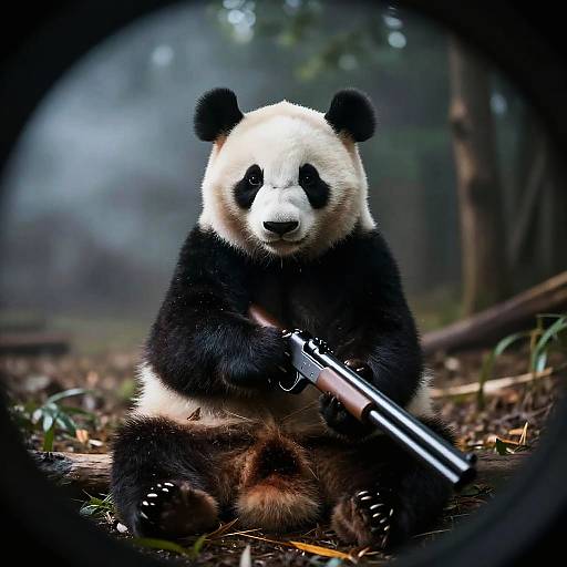 Cinematic Panda with Glowing Two-Tone Hair