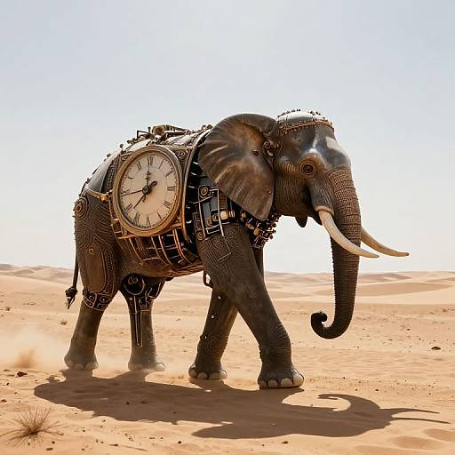 Clockwork Elephant in Desert
