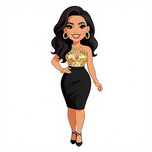 Glamorous Woman in Gold and Black